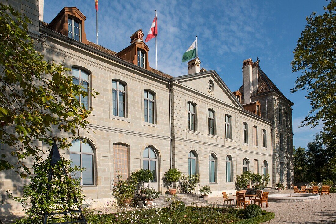 Switzerland, Canton of Vaud, Nyon, the facade of the Swiss National Museum of Prangins located in the castle