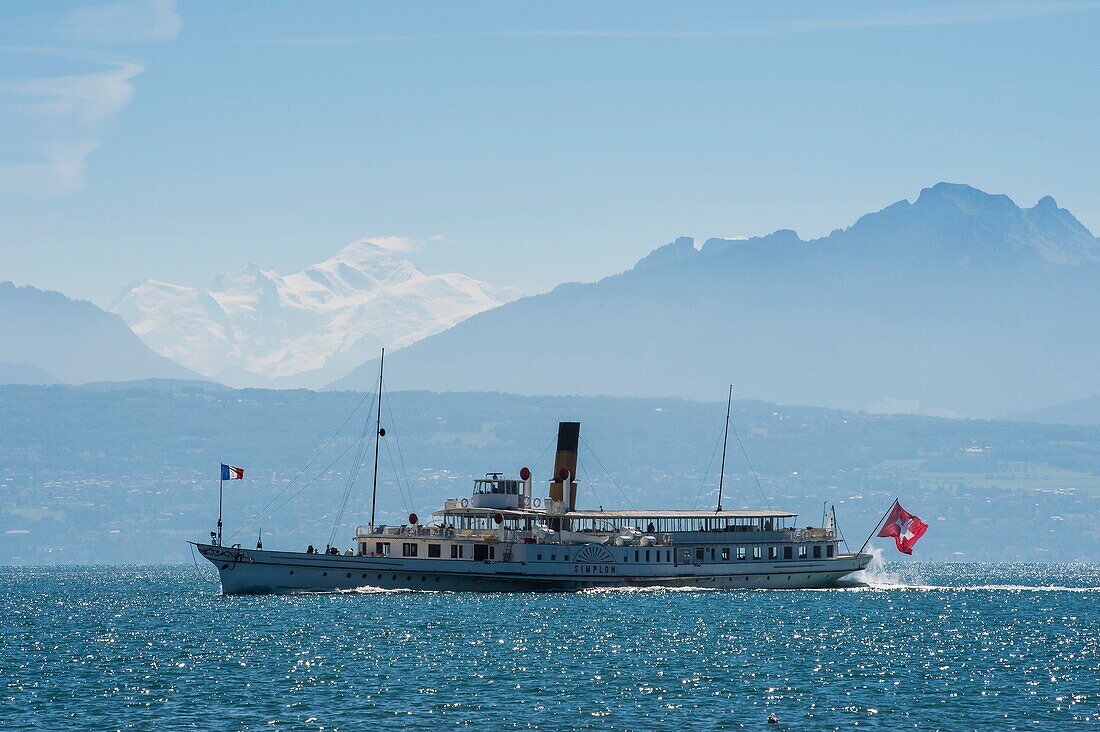 Schweiz, Kanton Waadt, der klassifizierte Raddampfer: der Simplon und der Mont Blanc