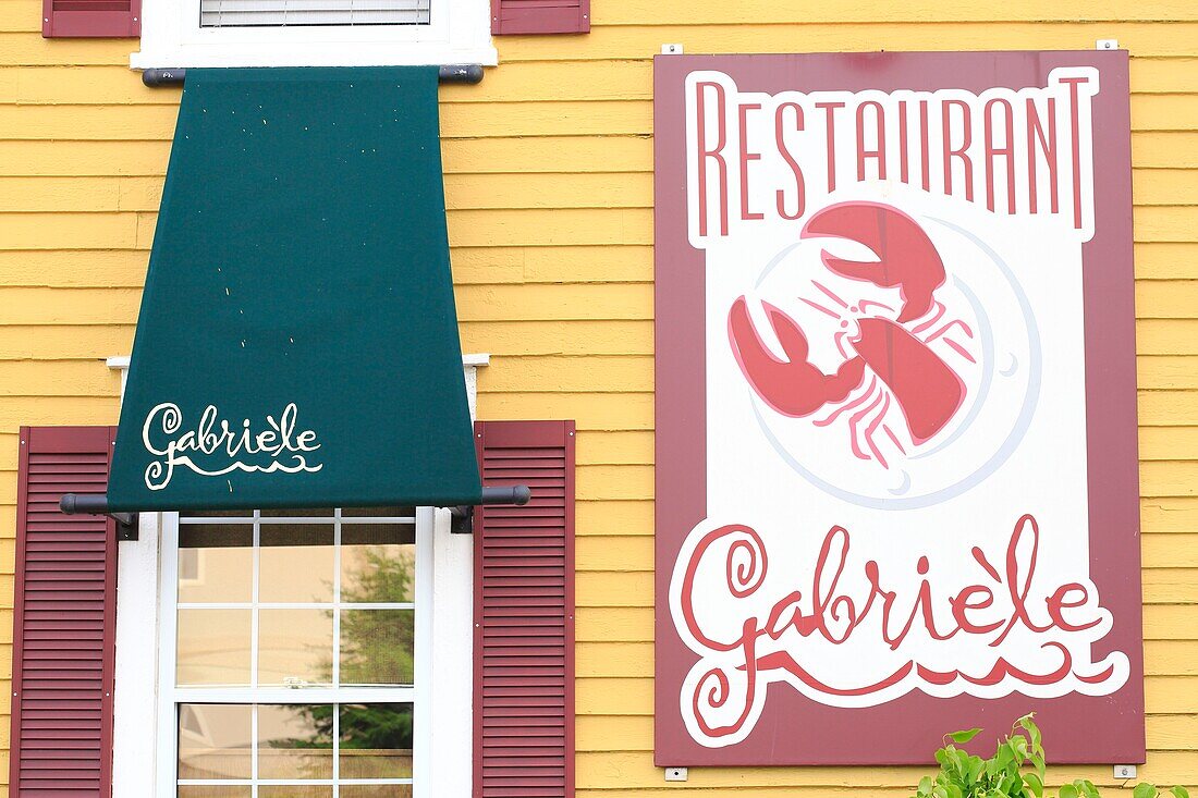 Canada, New Brunswick, Acadie, Westmorland County, Shediac (Self-proclaimed Lobster Capital of the World), Gabriele Restaurant, Restaurant Logo with Lobster