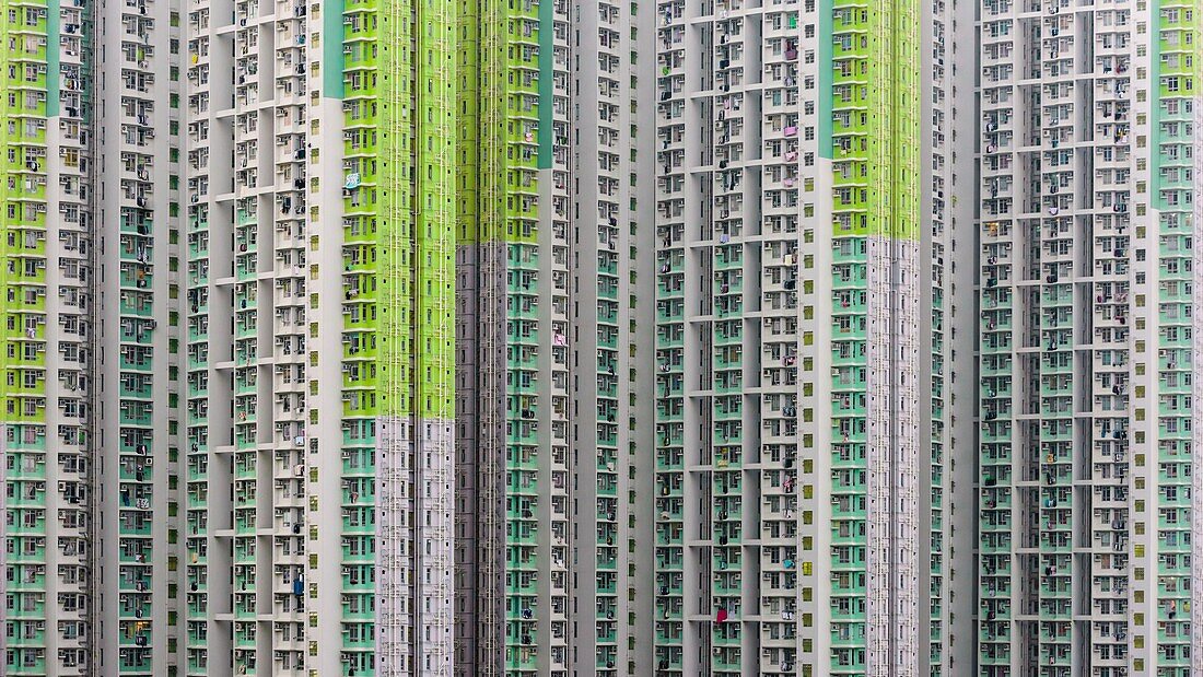 China, Hong Kong, Kowloon, residential architectural building in Hong Kong's Kowloon