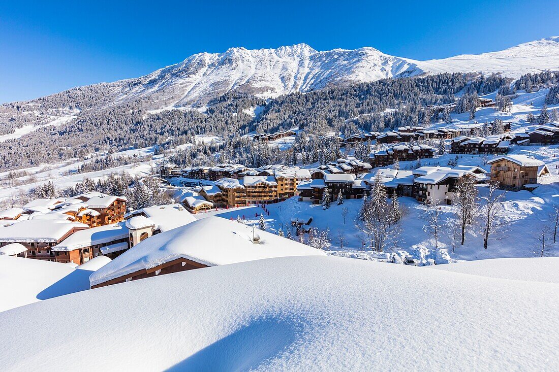 France, Savoie, Valmorel, Massif of the Vanoise, Tarentaise valley, view of Creve Tete (2342m)