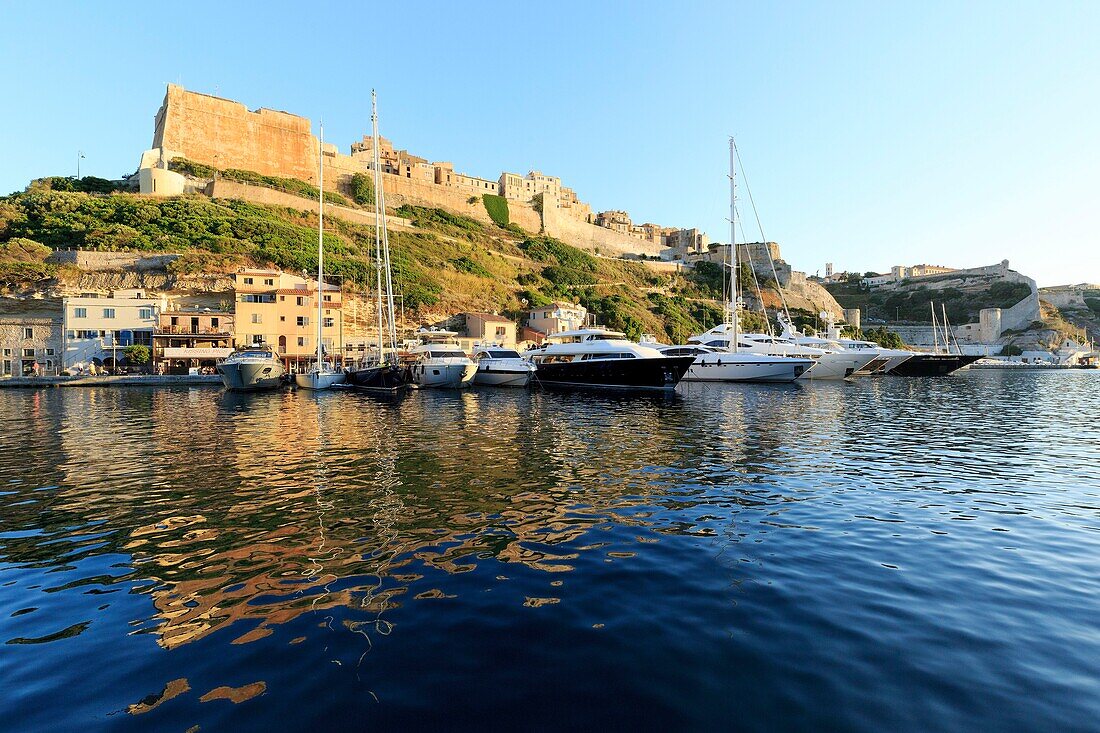 France, Corse du Sud, Freto, Bonifacio, port and the citadel