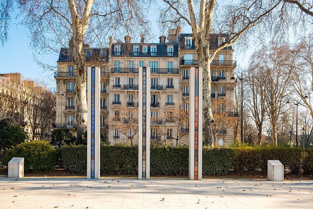 Frankreich, Paris, Quay Branly, Nationale Gedenkstätte für den Algerienkrieg und die Kämpfe in Marokko und Tunesien (Kriegsdenkmäler)