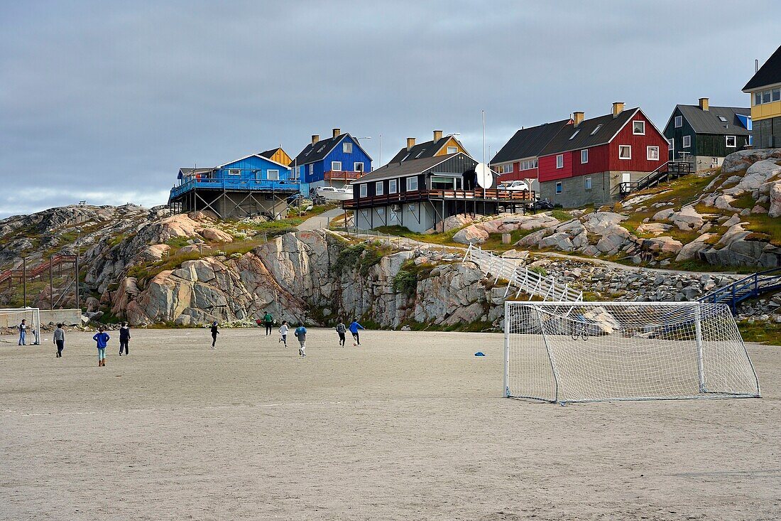 Greenland, west coast, Disko Bay, Ilulissat, the football field