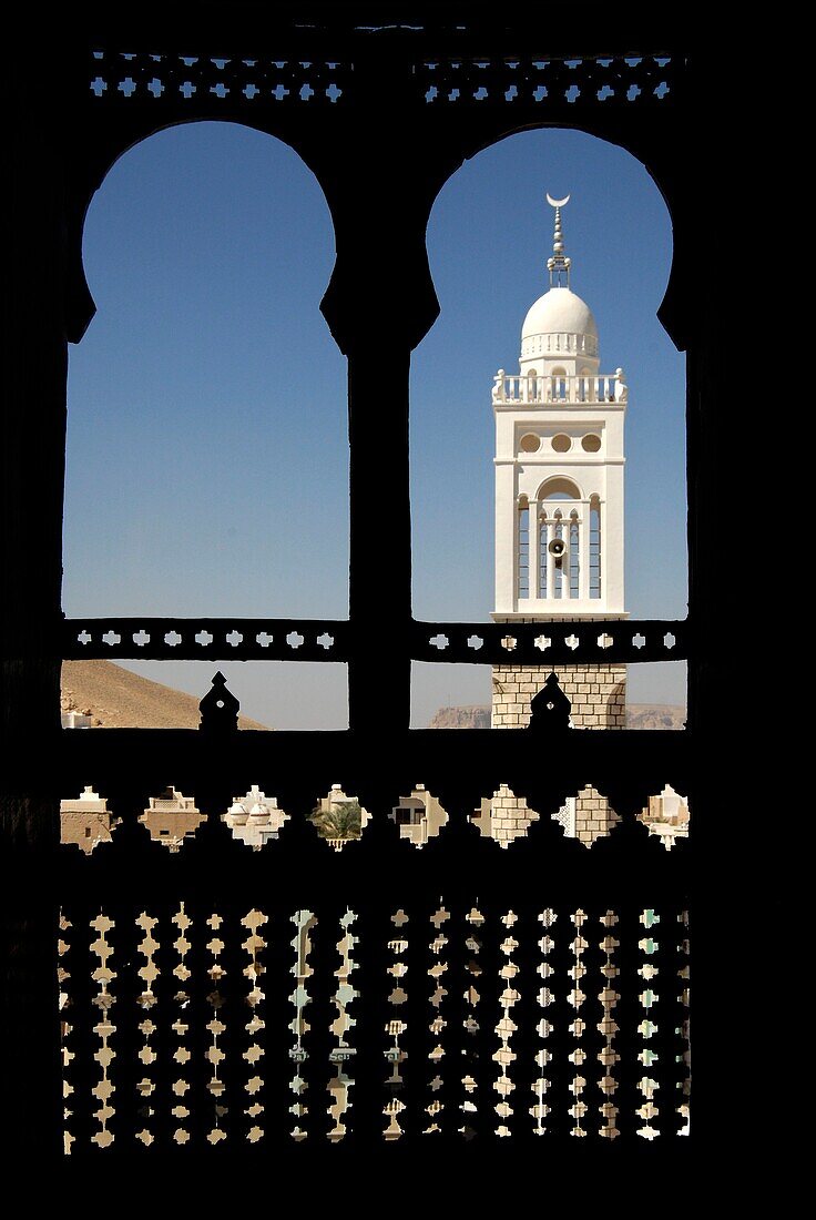 Yemen, Hadhramaut Governorate, Seyoun, Khatiri Palace, mashrabiya