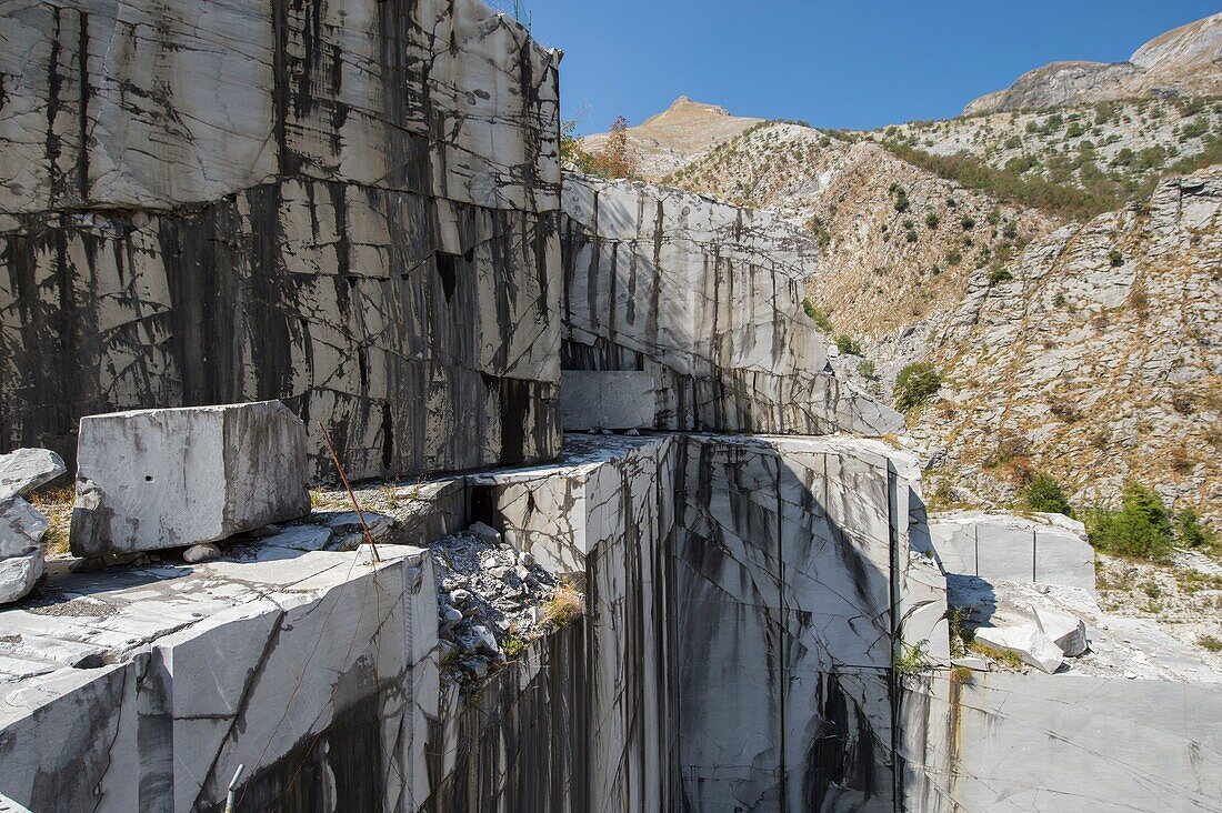 Italy, Tuscany, Carrara Massa, apuanes alps, an old marble quarry on the road to Castelnuovo