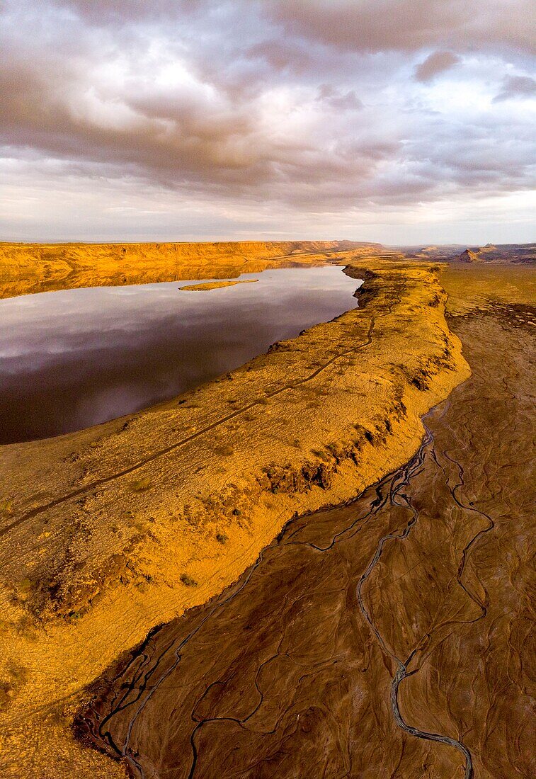 Kenya, lake Magadi, Rift valley, little Magadi (aerial view)