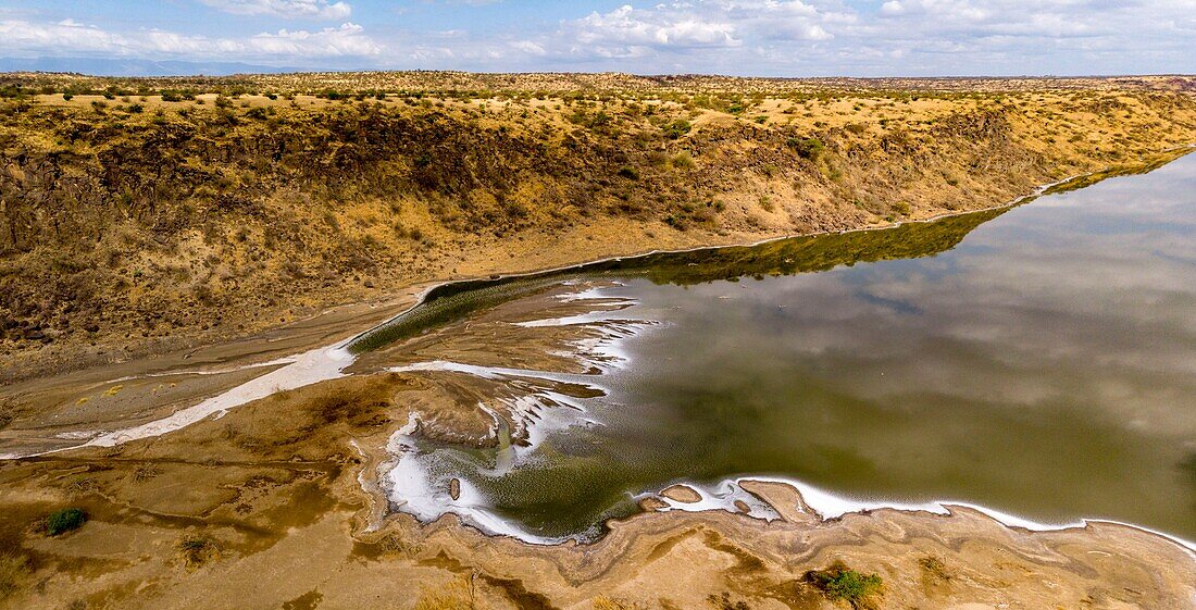 Kenya, lake Magadi, Rift valley, little Magadi (aerial view)