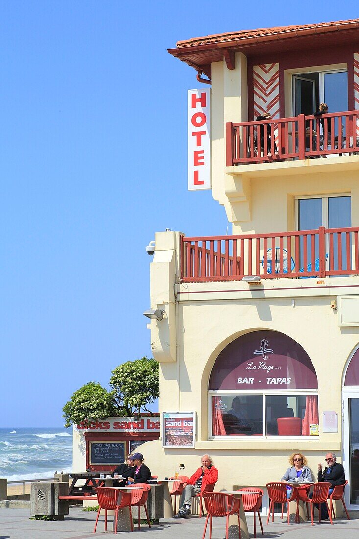 France, Landes, Maremne region, Silver coast, Soorts Hossegor, seafront with the Hotel La Plage on the Atlantic coast