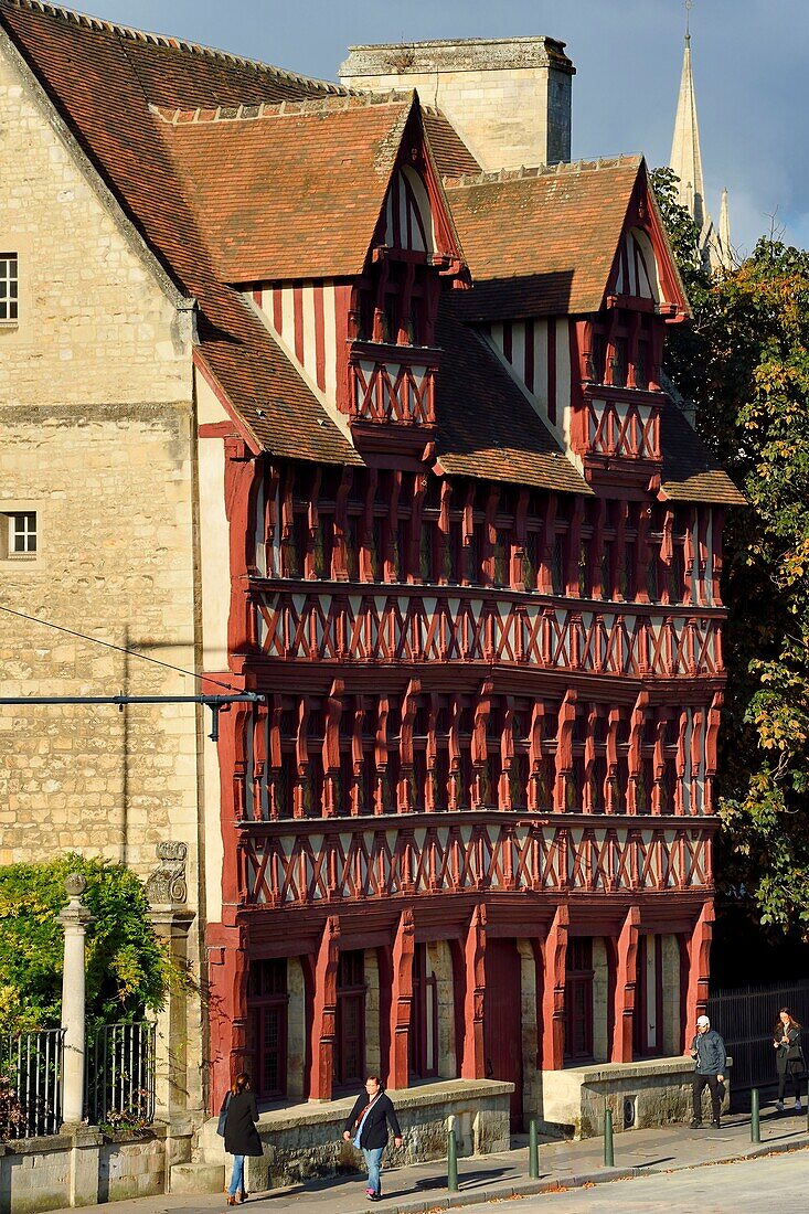 France, Calvados, Caen, the half-timbered house of Quatrans dating from 1460 rue de la Geole