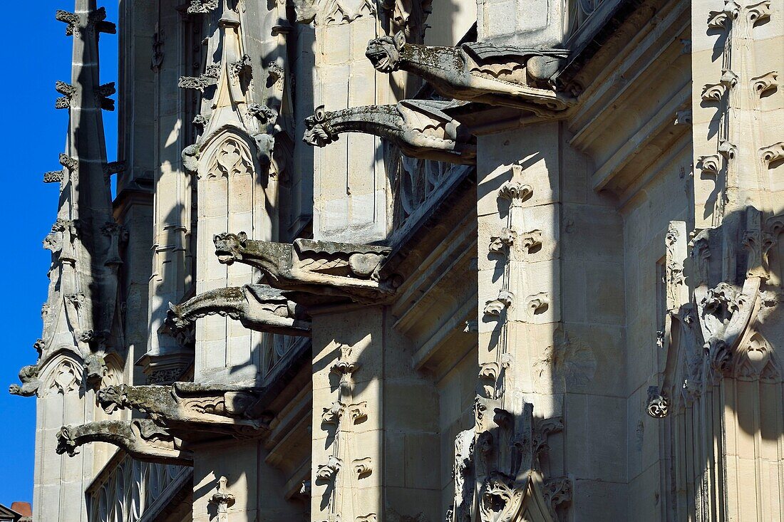 France, Seine Maritime, Rouen, the Palais de Justice (Courthouse) which was once the seat of the Parlement (French court of law) of Normandy and a rather unique achievements of Gothic civil architecture from the late Middle Ages in France, facade in the rue aux Juifs