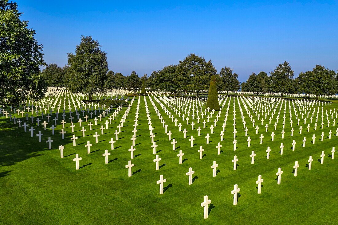 Frankreich, Calvados, Colleville sur Mer, der Strand der Landung in der Normandie, Omaha Beach, Amerikanischer Friedhof und Gedenkstätte in der Normandie