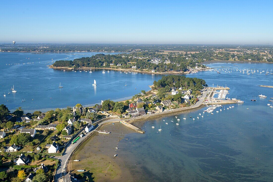 France, Morbihan, Ile-aux-Moines, aerial view of the Gulf of Morbihan and Monk island