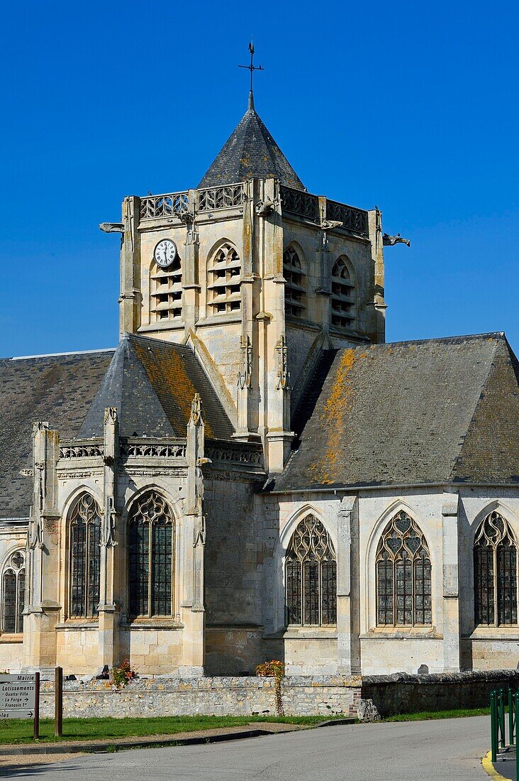 Frankreich, Seine-Maritime, Pays de Caux, Regionaler Naturpark der normannischen Seine-Mäander, Vatteville la Rue, Kirche Saint-Martin aus dem 15. und 16.