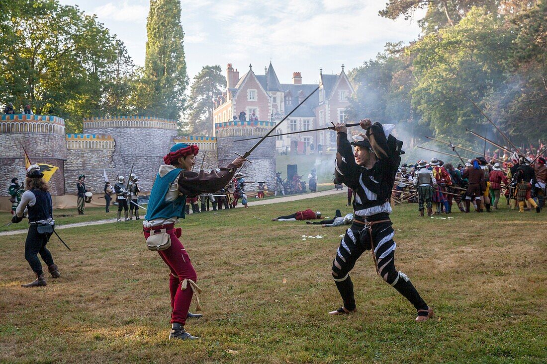 Frankreich, Indre et Loire, Loire-Tal als Weltkulturerbe der UNESCO, Amboise, chateau du Clos Luce, historische Rekonstruktion der Schlacht von Marignan in Clos Luce