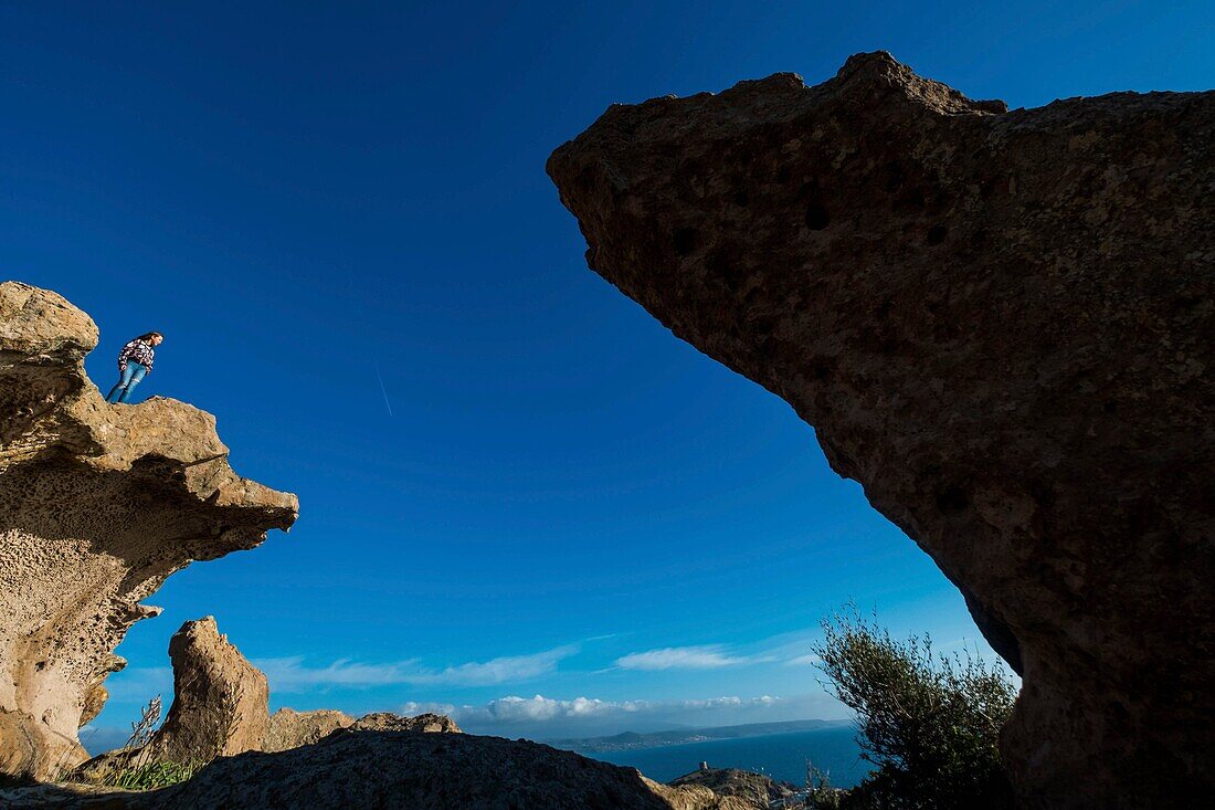 Italy, Sardinia, Bosa, Su Riu e sa Canna rocky promontory