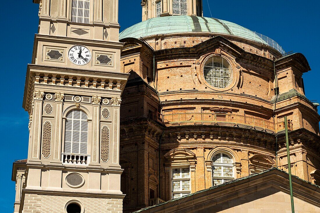 Italy, Piedmont, Province of Cuneo, Langhe, Vicoforte, basilica, exterior view of Vicoforte sanctuary (in Italian: santuario di Vicoforte), 16th Century Baroque Italian Catholic Religious Building