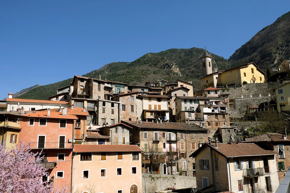 France, Alpes Maritimes, Lantosque, village, church