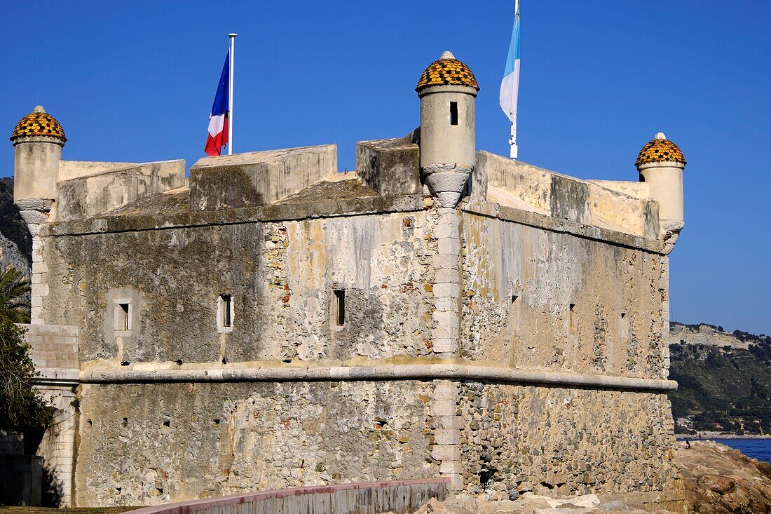 France, Alpes Maritimes, Menton, the port, the Bastion built by the princes of Monaco in the 17th century, museum of Menton dedicated to Jean Cocteau, watchtowers