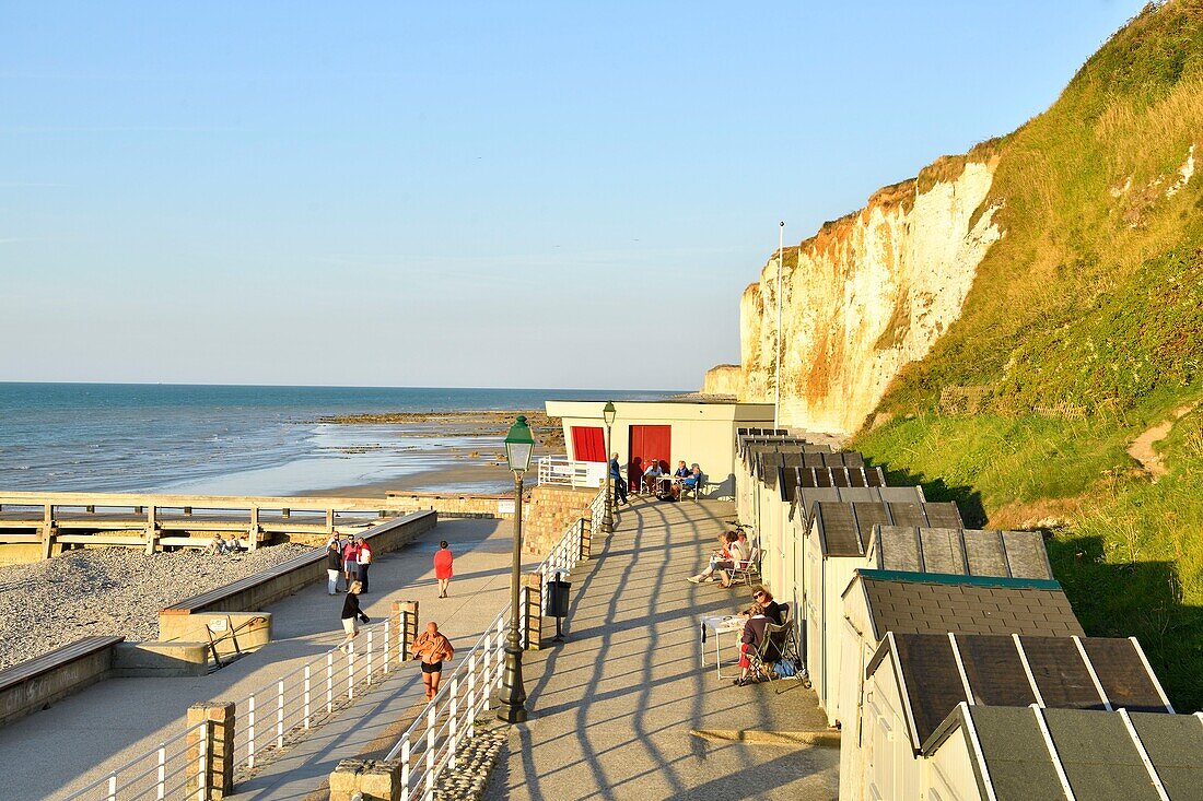 France, Normandy, Seine Maritime,Pays de Caux, Cote d'Albatre, Veules les Roses, The Most Beautiful Villages of France, the beach and the cliffs