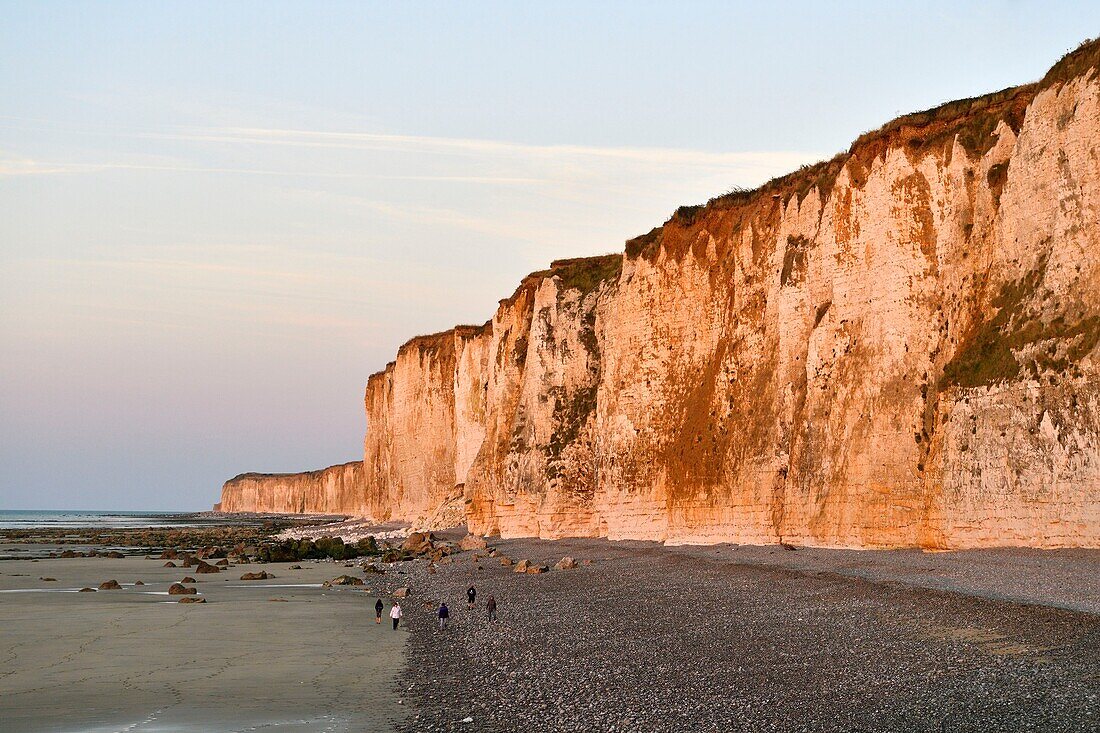 France, Normandy, Seine Maritime,Pays de Caux, Cote d'Albatre, Veules les Roses, The Most Beautiful Villages of France, the beach and the cliffs