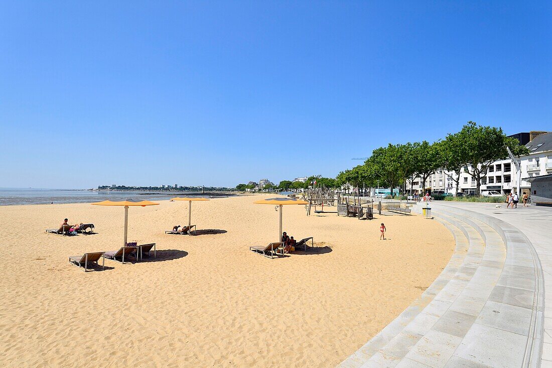 Frankreich, Loire Atlantique, Saint-Nazaire, Quai de la Jetée Ouest, der Strand (Grande Plage) am Boulevard de Verdun