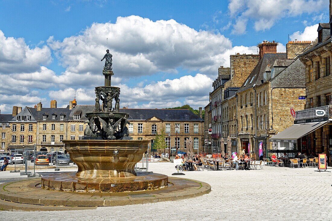 France, Cotes d'Armor, Guingamp, the Plomee Fountain in the place du Centre