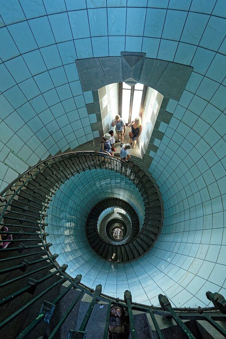 France, Finistere, Plouguernau, the Virgin Island in the archipelago of Lilia, the Virgin Island Lighthouse, the tallest lighthouse in Europe with a height of 82.5 meters