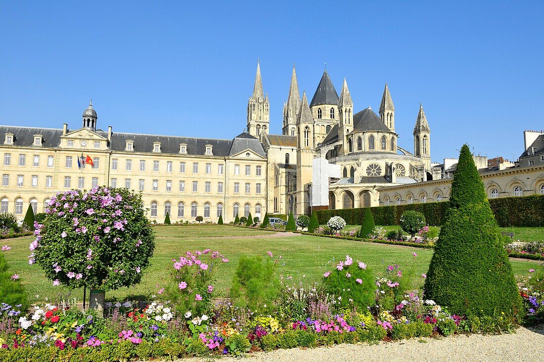 France, Calvados, Caen, the city hall in the Abbaye aux Hommes (Men Abbey) and Saint Etienne abbey church