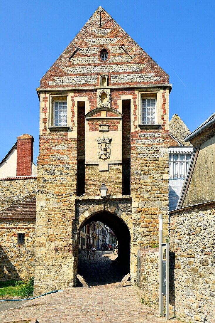 Frankreich, Somme, Baie de Somme, Saint Valery sur Somme, Mündung der Somme-Bucht, Tor von Nevers (13. Jahrhundert)