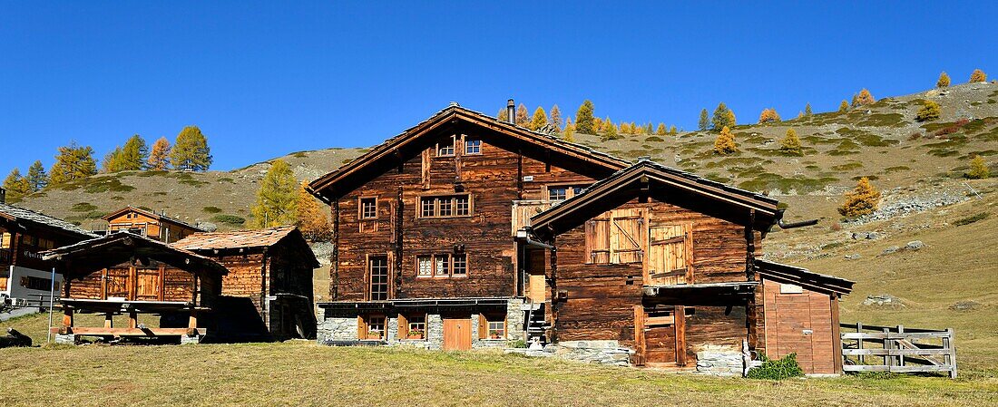 Switzerland, canton of Valais, Zermatt, hamlet Findeln at the foot of the Matterhorn