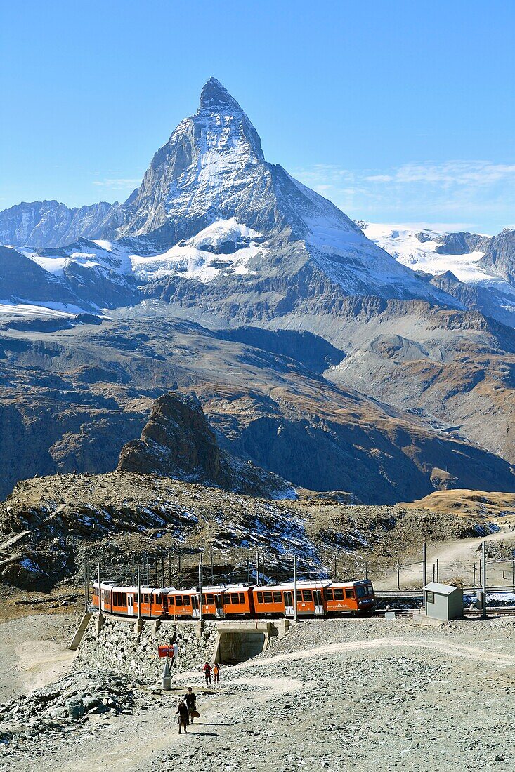Switzerland, canton of Valais, Zermatt, train to Gornergrat (3100 m), point of view on the Matterhorn (4478 m)