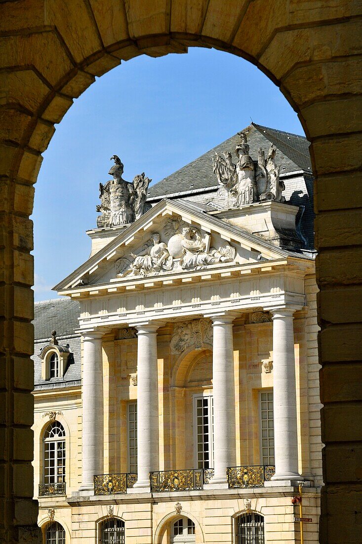 Frankreich, Cote d'Or, Dijon, von der UNESCO zum Weltkulturerbe erklärt, Place de la Libération (Platz der Befreiung) vom Turm Philippe le Bon (Philipp der Gute) des Palastes der Herzöge von Burgund aus gesehen