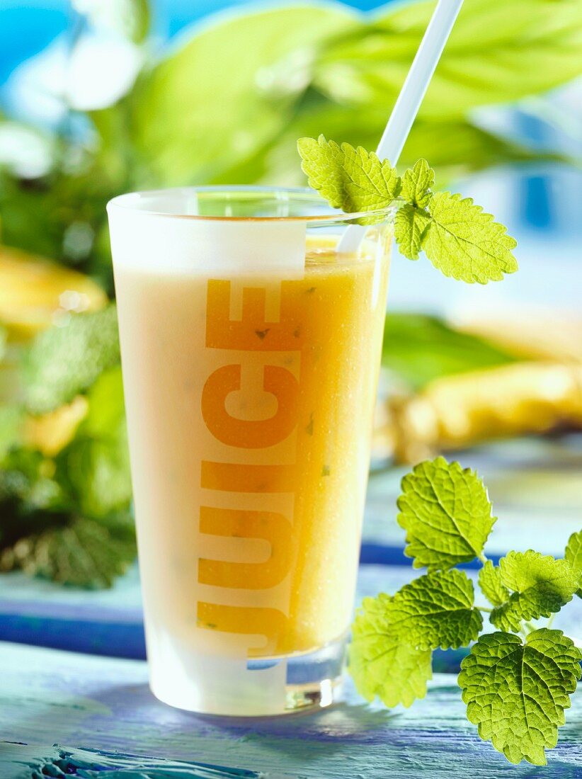 Orange Smoothie Flavored with Mint