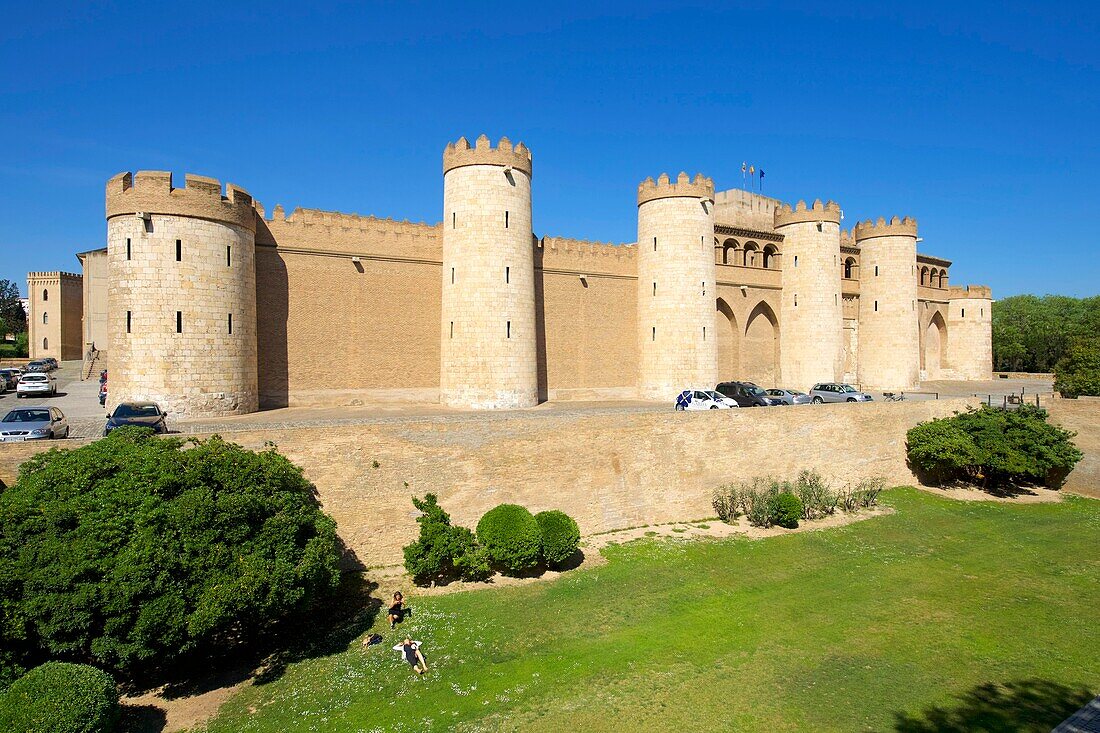 Spain, Aragon Region, Zaragoza Province, Zaragoza, the Palacio de la Aljaferia, the Aragon Parliament, listed as World Heritage by UNESCO