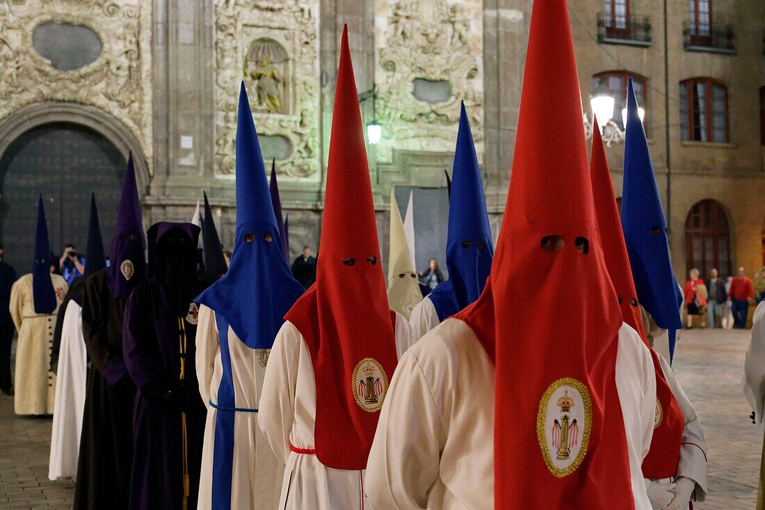 Spain, Aragon Region, Zaragoza Province, Zaragoza, Semana Santa, (Holy Week) celebrations in front of Church of Santa Isabel de Portugal