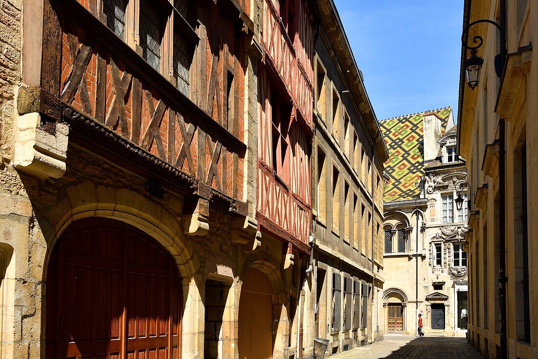 Frankreich, Cote d'Or, Dijon, von der UNESCO zum Welterbe erklärtes Gebiet, rue Porte aux Lions, Maillard-Haus in der rue des Forges