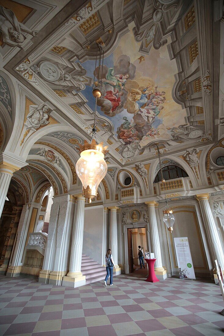 Germany, Baden Wurttemberg, Kraichgau, Bruchsal, The baroque castle of Bruchsal was built from 1720 on order of the Prince Bishop of Schönborn Buchheim