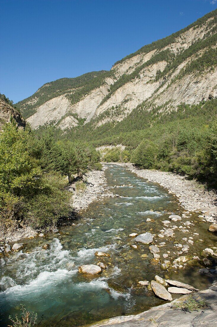 France, Alpes de Haute Provence, Ubaye massif, Saint Paul sur Ubaye, the Ubaye downstream of Saint Paul