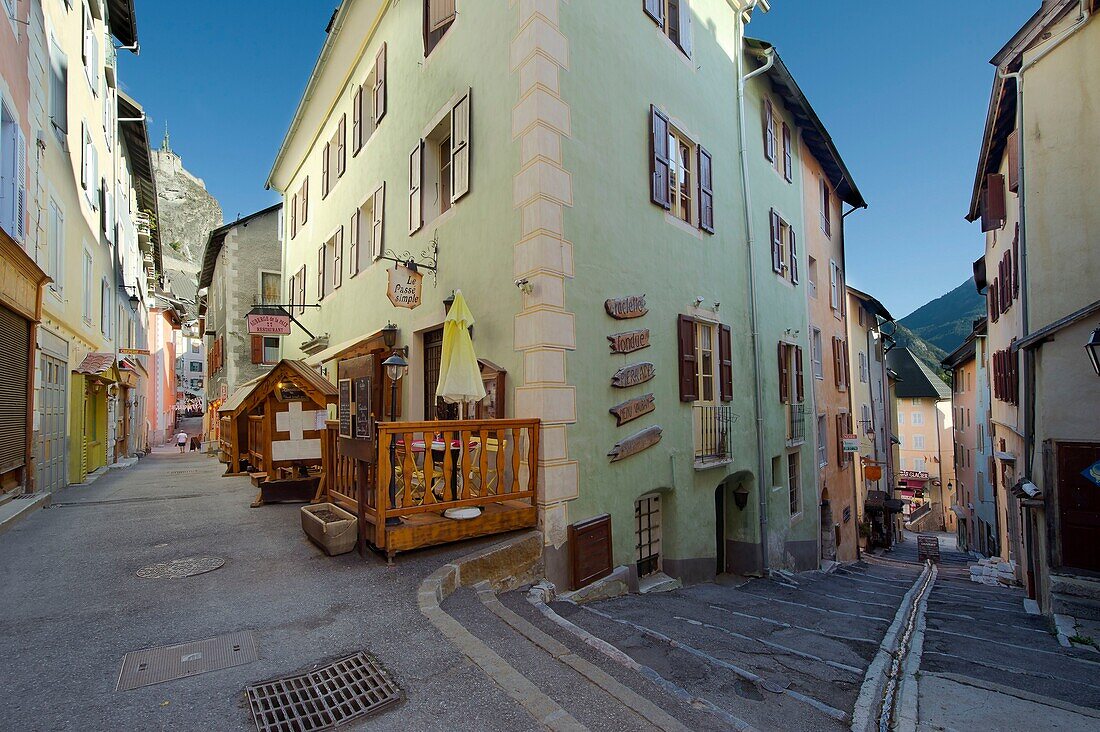 France, Hautes Alpes, Briancon, Porte Meane street intersection and Commander Carlhan street