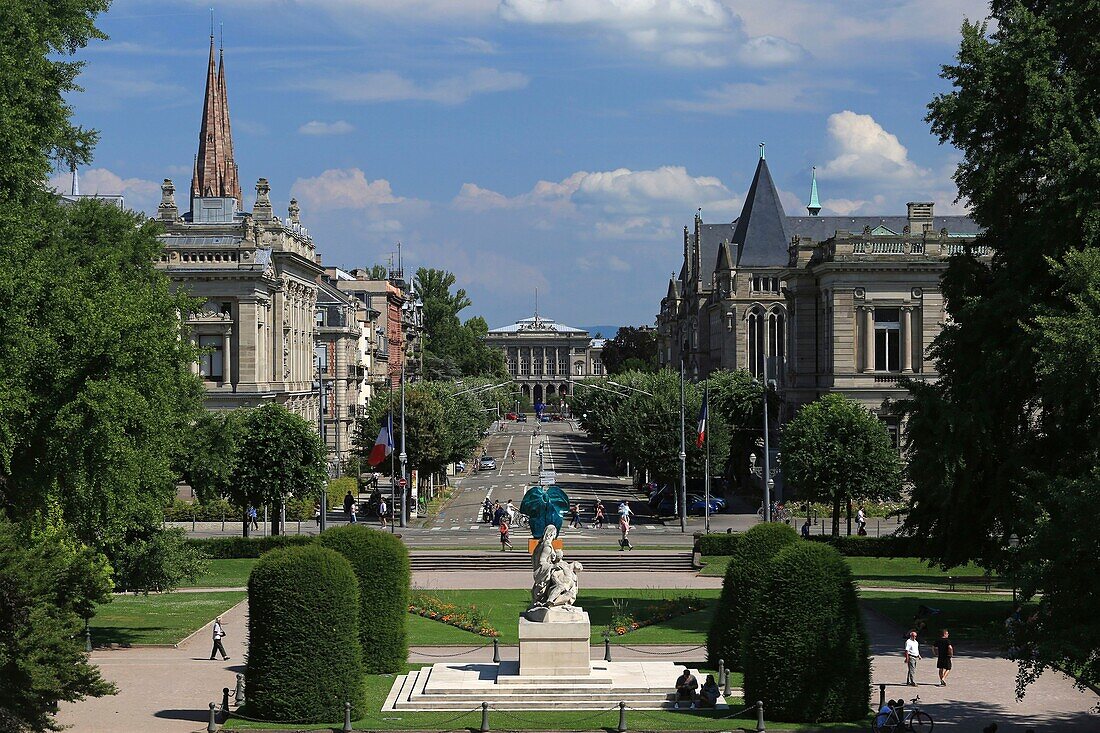 France, Bas Rhin, Strasbourg, Perspective on Liberty Avenue seen from the Palais du Rhin (former Kaiserspalast) 1, Place de la Republique