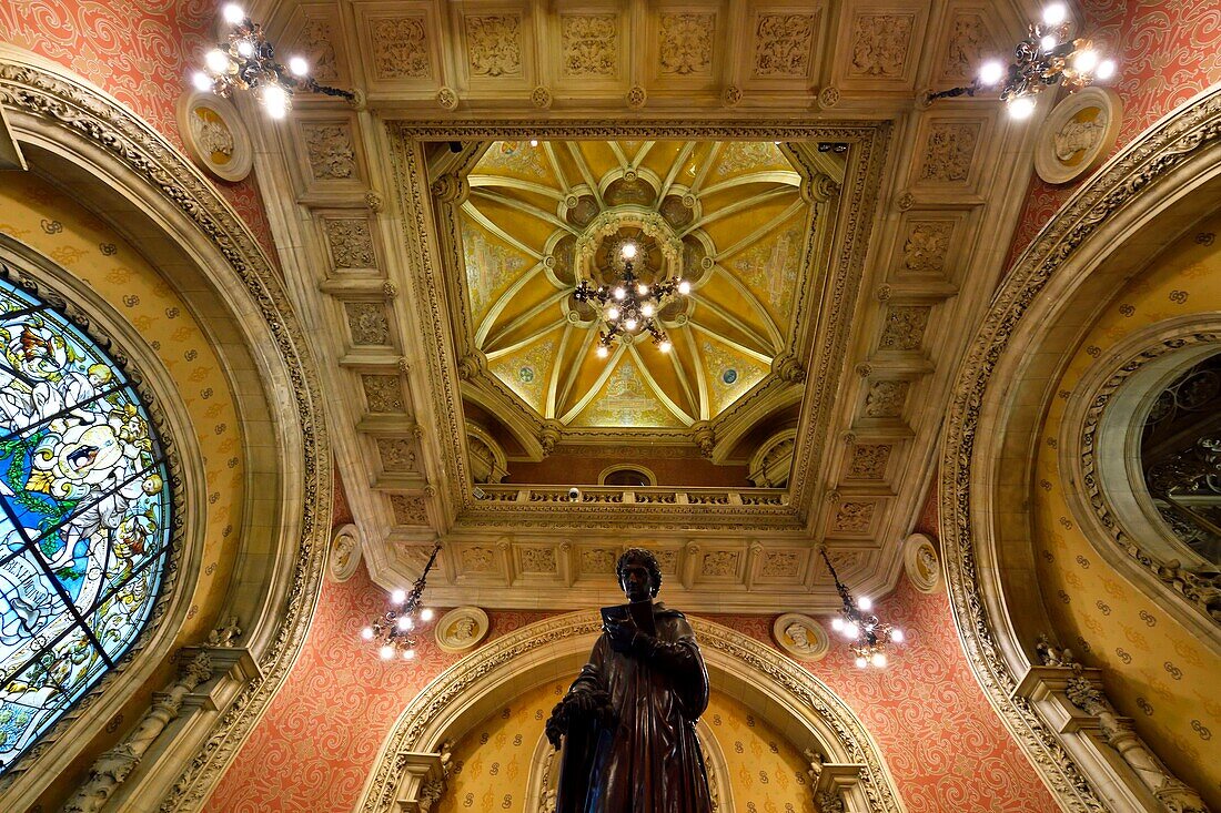 France, Seine Maritime, Pays de Caux, Alabaster Coast, Fecamp, the Gothic Revival and Neo-Renaissance Benedictine Palace, built in the late 19th century, is both the place of production of Benedictine liqueur and Museum, Dome hall