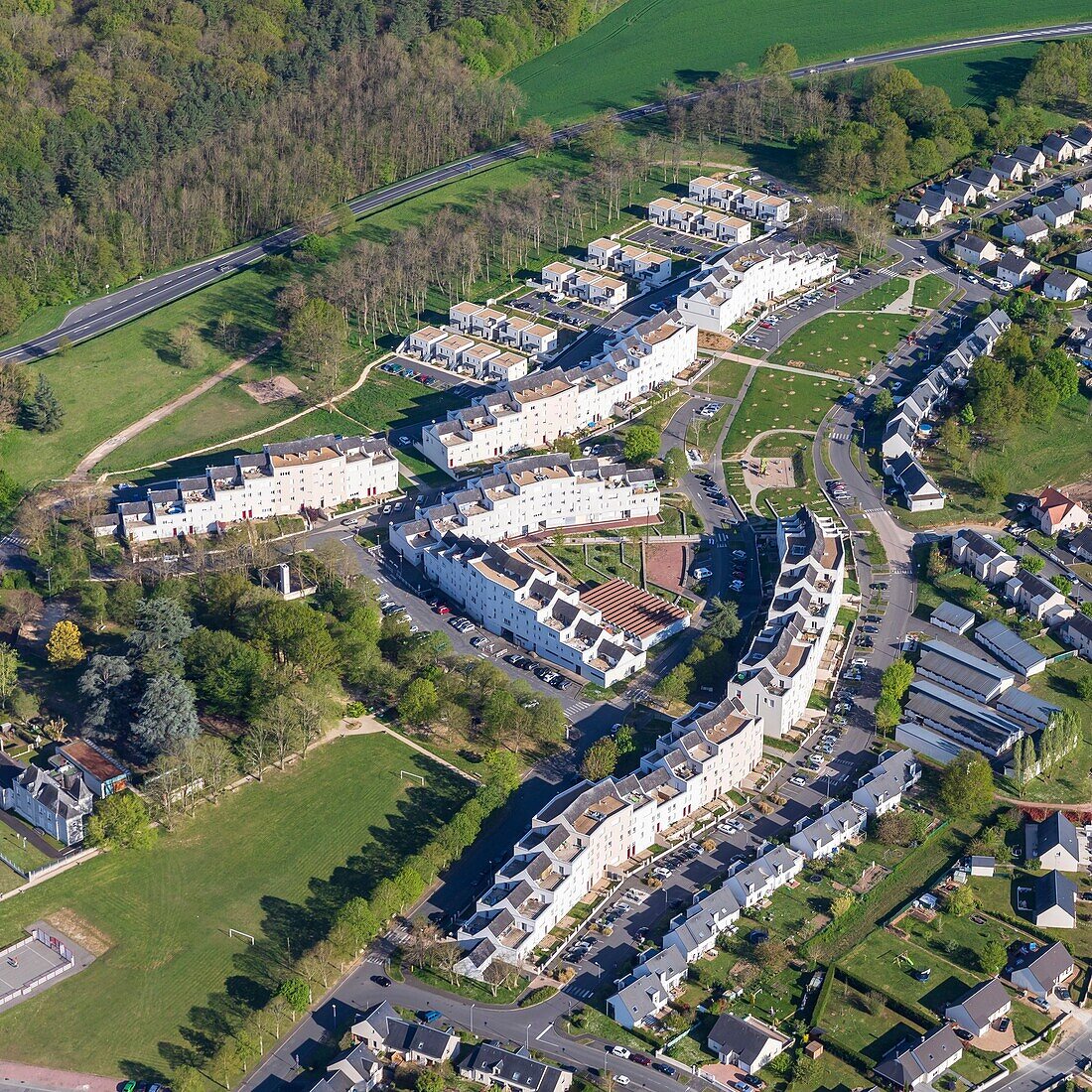 Frankreich, Indre et Loire, Loire-Tal, das von der UNESCO zum Welterbe erklärt wurde, Amboise, La Verrerie (Luftaufnahme)