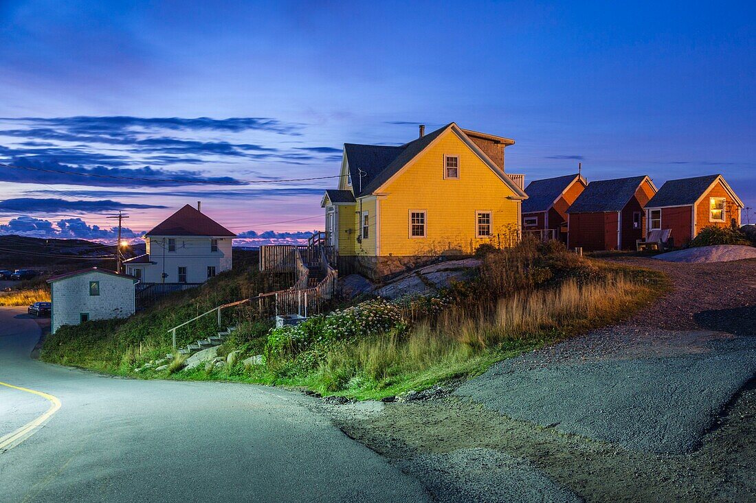 Kanada, Neuschottland, Peggy's Cove, Fischerdorf an der Atlantikküste, Dämmerung