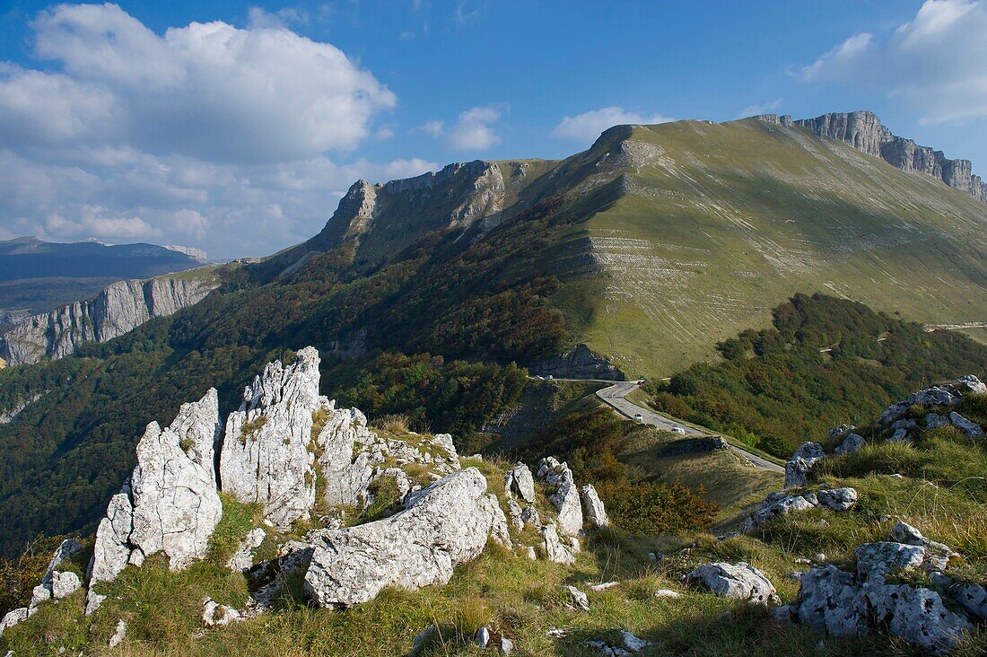 France, Drome, Vercors Regional Natural Park, Vassieux en Vercors, the Battle Pass and the rock of Toulau