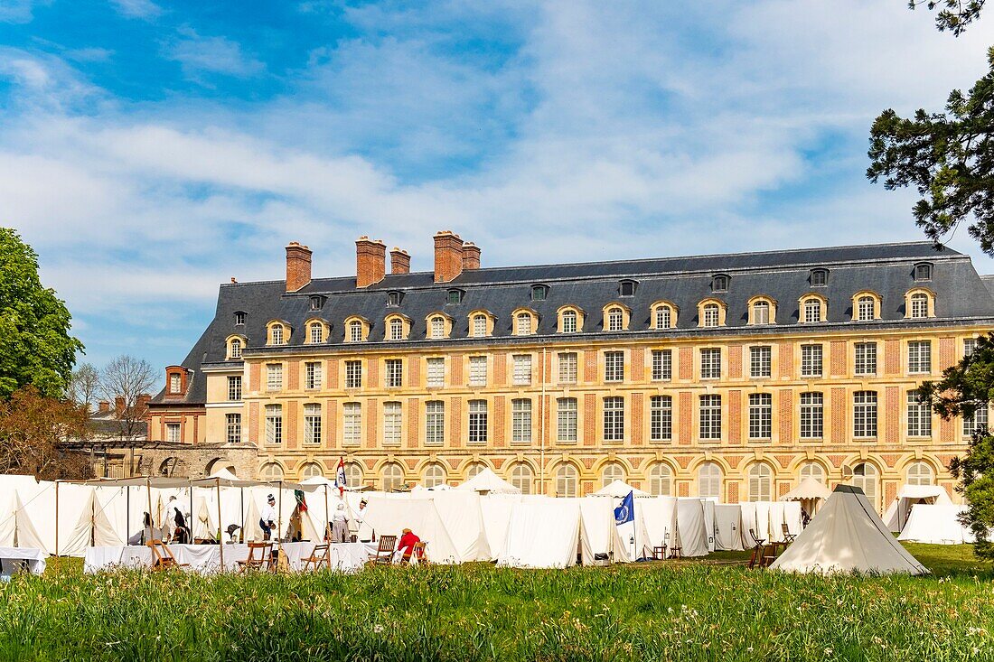 France, Seine et Marne, castle of Fontainebleau, historical reconstruction of the stay of Napoleon 1st and Josephine in 1809, the bivouac of the soldiers