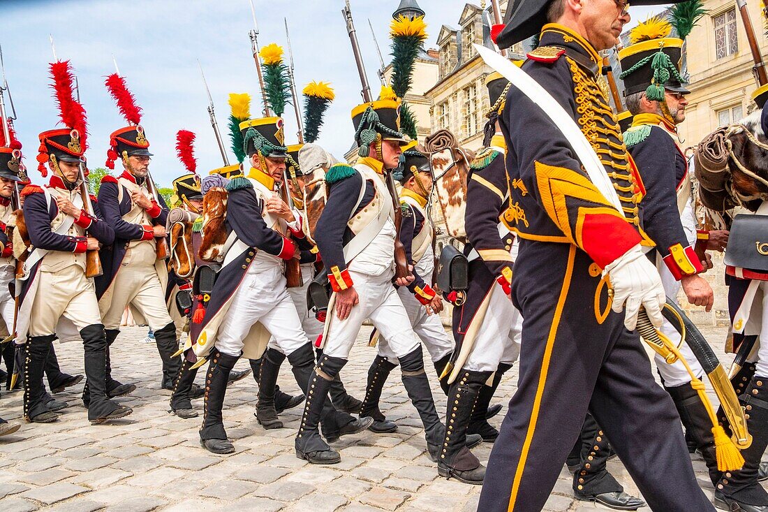 France, Seine et Marne, castle of Fontainebleau, historical reconstruction of the stay of Napoleon 1st and Josephine in 1809