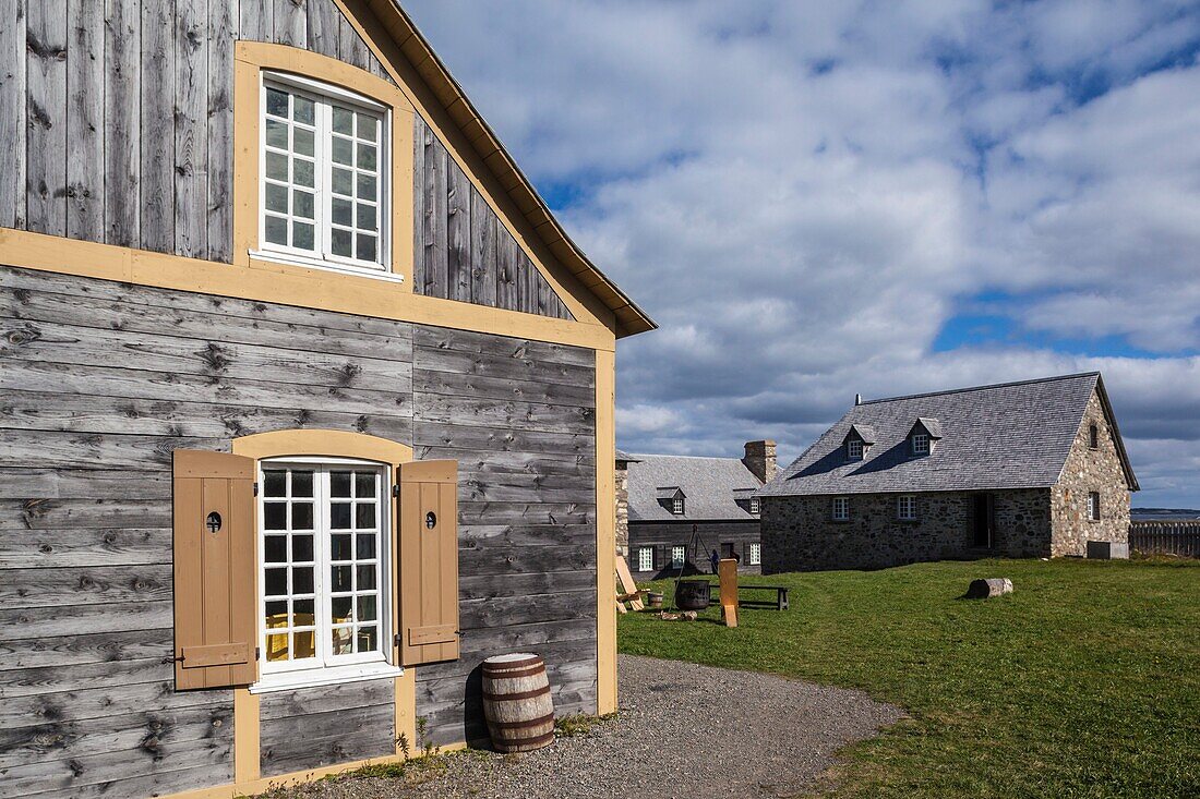 Canada, Nova Scotia, Louisbourg, Fortress of Louisbourg National Historic Park, reconstructed town buildings