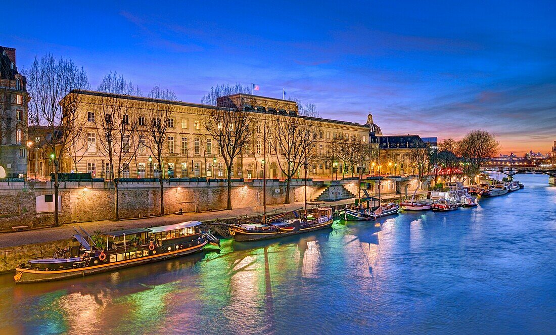 France, Paris, area listed as World Heritage by UNESCO, the banks of the Seine river, quai de Conti, the Mint that Jean de La Fontaine frequented
