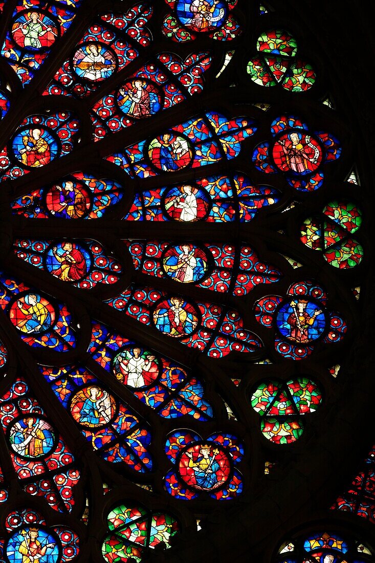 Frankreich, Marne, Reims, Kathedrale Notre Dame, von der UNESCO zum Weltkulturerbe erklärt, die große Rose